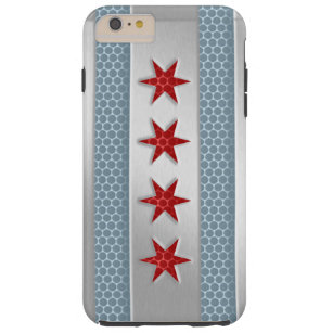 Funda Resistente Para iPhone 6 Plus Mirada metalizado cepillada bandera de Chicago