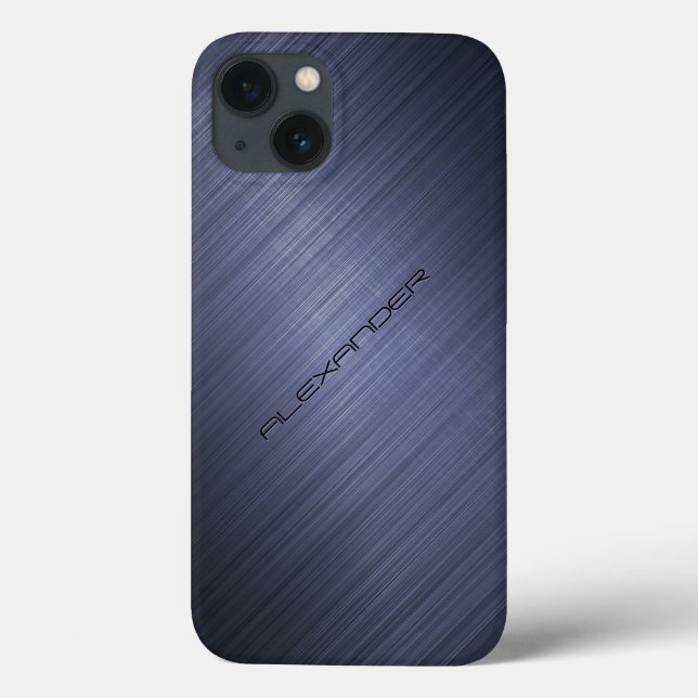 Funda De Case-Mate Para iPhone Mirada metalizado de aluminio cepillada azul (Reverso)