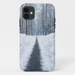 Funda Para iPhone 11 Misty Winter Forest Path Winter Landscape
