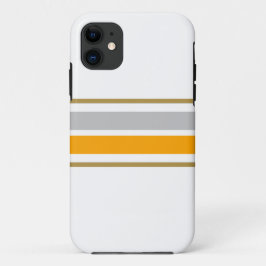 Funda Para iPhone 11 Moda Amarillo Gris Centro Carreras Tiras En Blanco