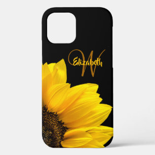 Funda Para iPhone 12 Moda Amarillo margarita Floral Monograma Nombre Ne
