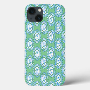 Funda Para iPhone 13 Moda Azul Vintage Periwinkle Floral Patrón