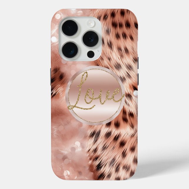 Funda De Case-Mate Para iPhone Moda Bonito Girly Rosa Gold Leopard (Reverso )