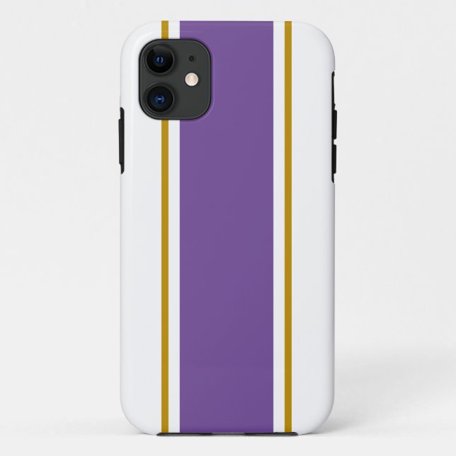 Funda De Case-Mate Para iPhone Moda Brillante Morado Blanco Dorado Pinstripes (Reverso)