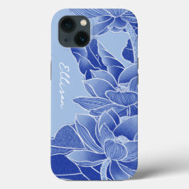 Funda Para iPhone 13 Moda Chinoiserie personalizada Blue Lotus Mandala