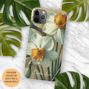 Funda Para iPhone 11 Pro Max Moda Clásica Daffodils Bella Artes Dibujo Botánico