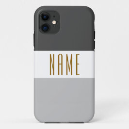 Funda Para iPhone 11 Moda Clásica Dos Tono Gris Rayas Blancas Tall Text