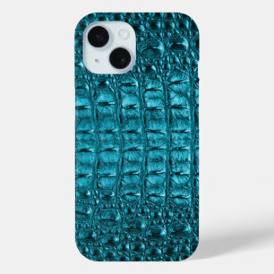Funda Para iPhone 15 moda color turquesa verde azulado lagarto de color