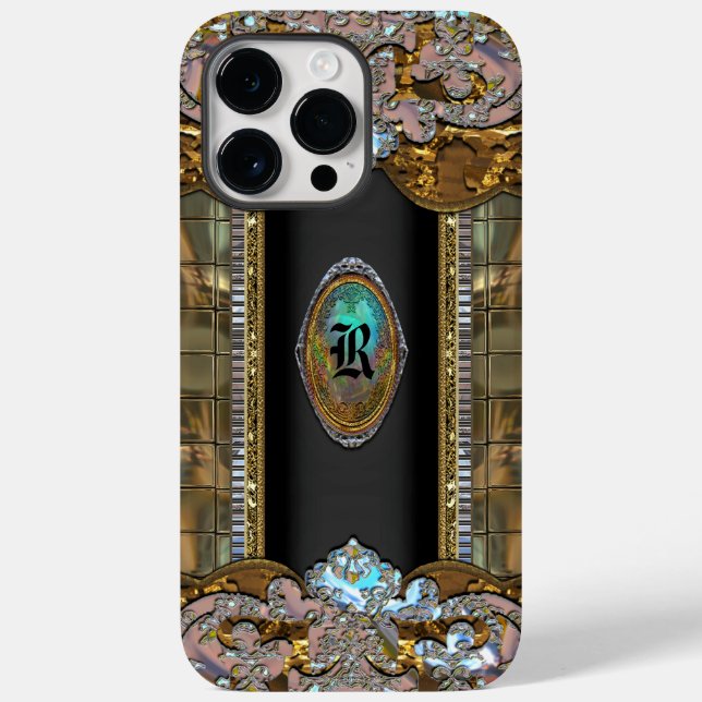 Funda De Case-Mate Para iPhone Moda Coronellie Monograma elegante (Reverso )