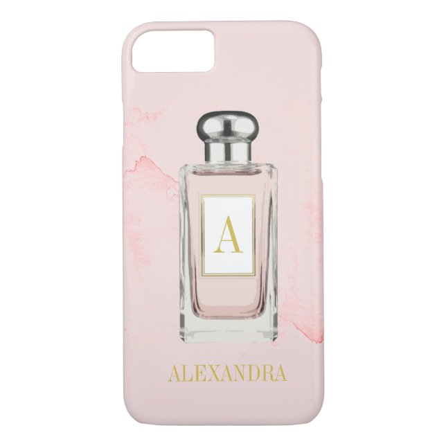 Funda De Case-Mate Para iPhone Moda de botellas Perfume Rosa Monograma francés Pe (Reverso)