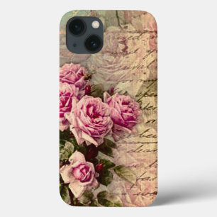 Funda Para iPhone 13 Moda de campo francesa, chic y shabby, rosas rosad