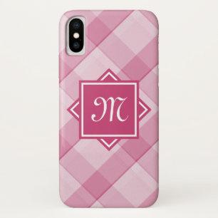 Funda Para iPhone X Moda De Color Rosa Con Monograma Diagonal Moderno