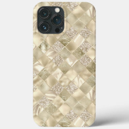 Funda Para iPhone 13 Pro Max Moda de crema de champán metálica Purpurina elegan