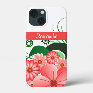 Funda Para iPhone 13 Mini Moda De Decoración Floral Girly Pink Hibiscus
