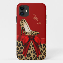 Funda Para iPhone 11 Moda de impresión roja y jaguar