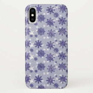 Funda Para iPhone X Moda de invierno con copo de nieve azul en vacacio