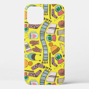 Funda Para iPhone 12 Moda De Invierno: Patrón De Esbozo De Doodle.