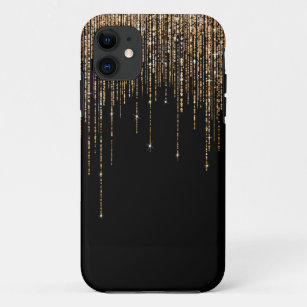 Funda Para iPhone 11 Moda de lujo Oro Negro Maravilloso Purpurina