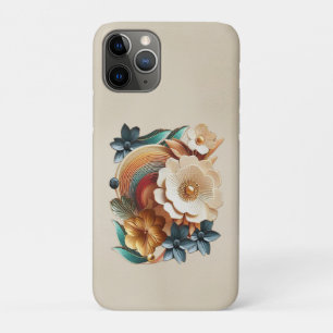 Funda Para iPhone 11 Pro Moda, elegancia Cremas y textura floral de cuero