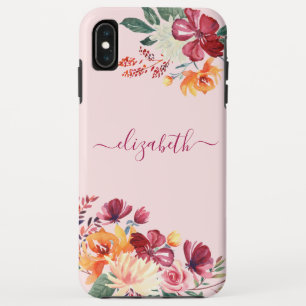 Funda Para iPhone XS Max Moda Elegante Borgoña Naranja Rosa Nombre Floral