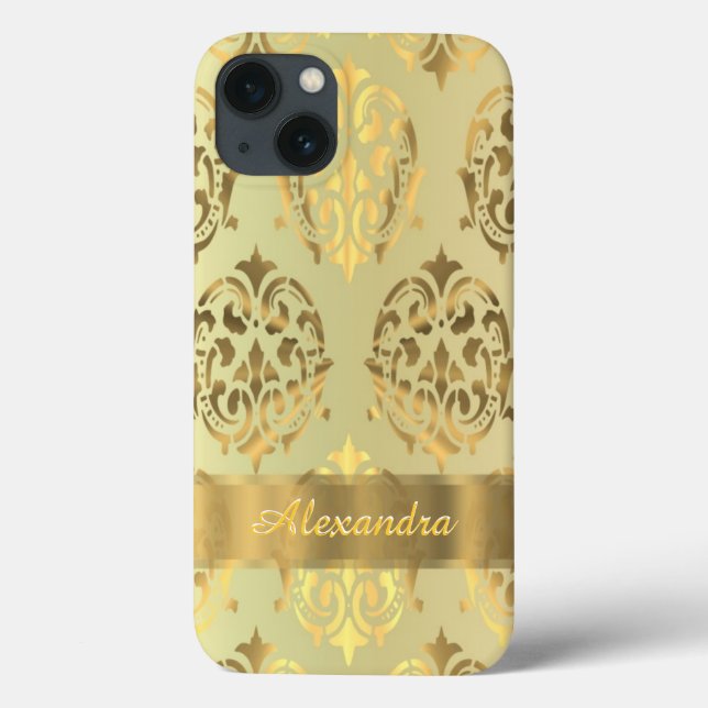Funda De Case-Mate Para iPhone Moda elegante damasco dorado perspicaz (Reverso)