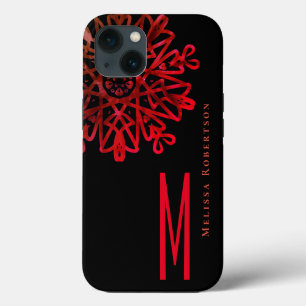 Funda Para iPhone 13 Moda Elegante Holografía Ornate Reddish Monogramad