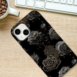 Funda Para iPhone 14 De Case-Mate Moda elegante Patrón Purpurina negro y dorado