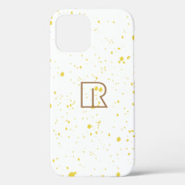 Funda Para iPhone 12 Moda Explosión Amarilla Dots de acuarela Texto roj