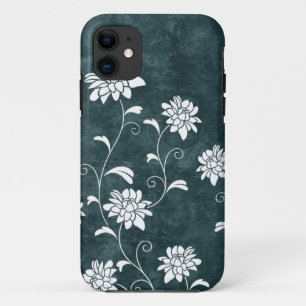 Funda Para iPhone 11 Moda femenina de las flores azules y blancas del