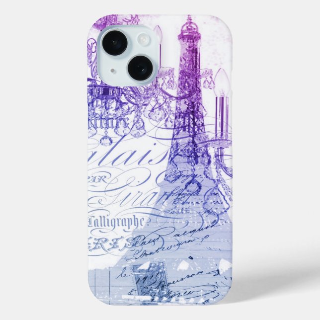 Funda De Case-Mate Para iPhone moda flamenco araña violeta parís torre eiffel (Reverso )
