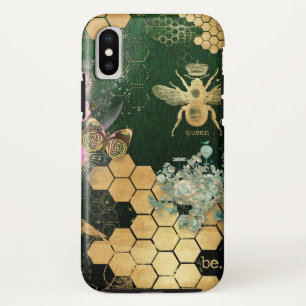 Funda Para iPhone X Moda francesa, victoriana, abeja, floral, Relieve