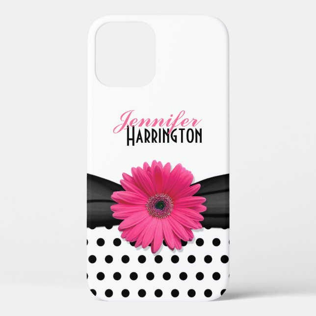Funda De Case-Mate Para iPhone Moda Gerbera rosa Daisy Polka Dot Flower (Reverso )