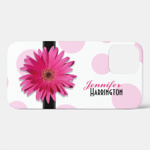 Funda Para iPhone 12 Moda Gerbera Rosa Daisy Polka Punto