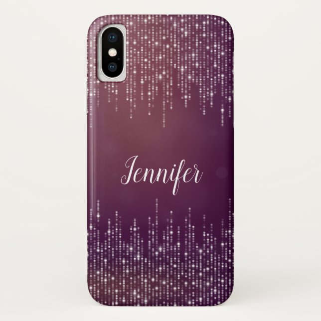 Funda De Case-Mate Para iPhone Moda giratoria Cadena de luces violeta personaliza (Reverso)