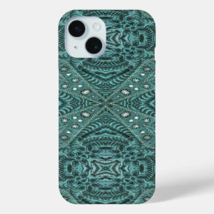 Funda Para iPhone 15 moda giratoria verde azulada de turquesa en el pat