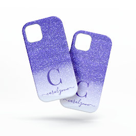 Funda Para iPhone 13 Pro Moda Girly Purple Ombre Sparkle Purpurina