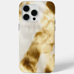 Funda Para iPhone 15 Pro Max Moda Glam Oro Piel de vaca Blanco Oeste