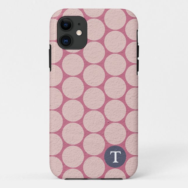 Funda De Case-Mate Para iPhone Moda Grandes puntos de Polka Rosa (Reverso)
