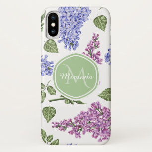 Funda Para iPhone X Moda Lavender Lilac Floral Pastel Verde Monograma