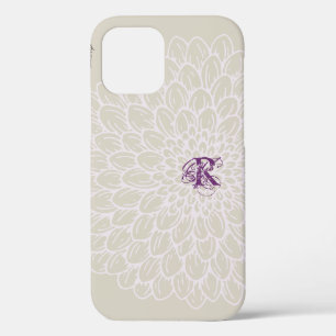 Funda Para iPhone 12 Moda Mauve Floral gris y rosa texto