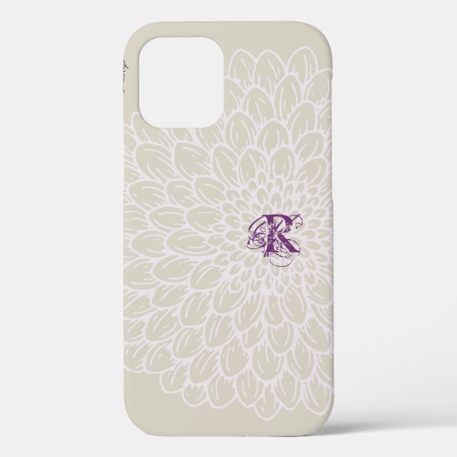 Funda De Case-Mate Para iPhone Moda Mauve Floral gris y rosa texto (Reverso )