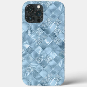 Funda Para iPhone 13 Pro Max Moda metálica azul pastel Purpurina elegante
