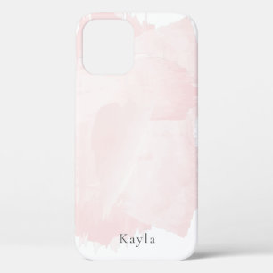 Funda Para iPhone 12 Moda minimalista acuarela Pincel rosa
