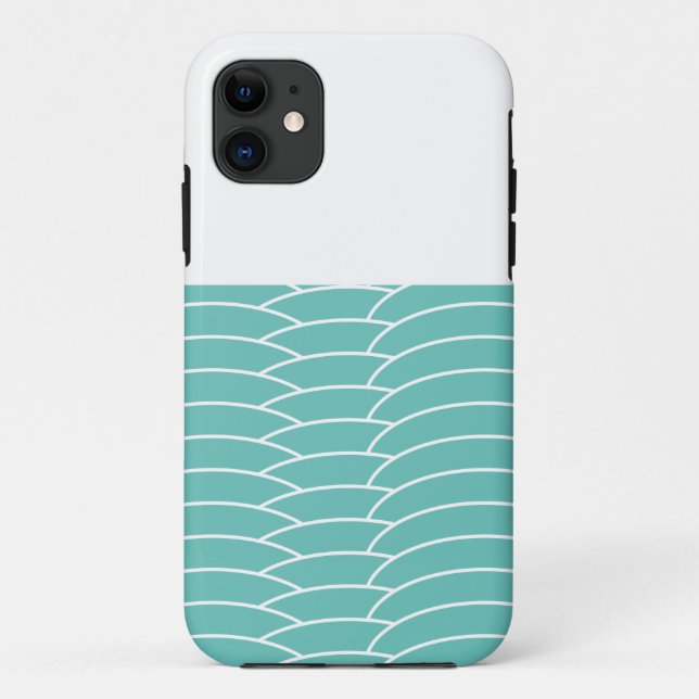 Funda De Case-Mate Para iPhone Moda Moderna Curvas Art Deco de Aqua Blanco (Reverso)