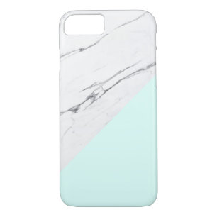 Funda Para iPhone 8/7 Moda moderna de mármol blanco con acento acuático