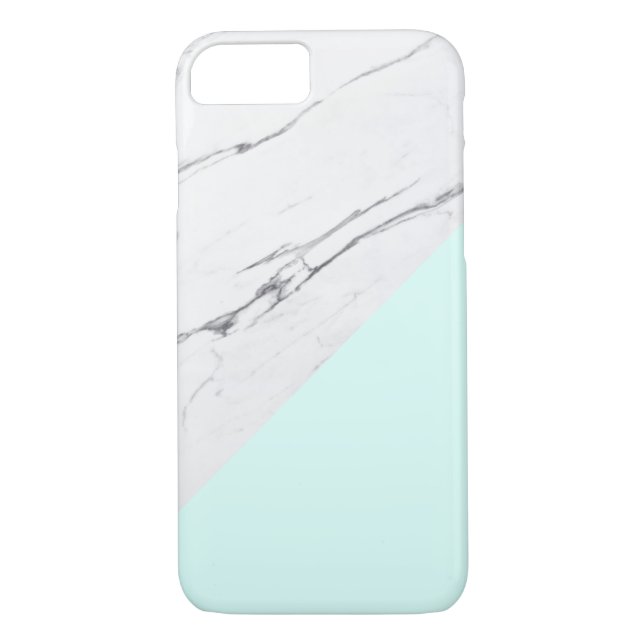 Funda De Case-Mate Para iPhone Moda moderna de mármol blanco con acento acuático (Reverso)