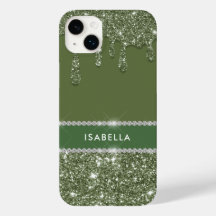 Moda moderna Sage Green Purpurina Sparkle Diamante