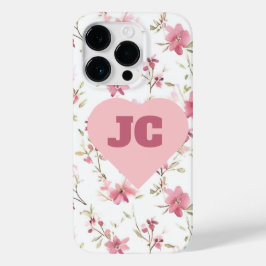 Funda Para iPhone 14 Pro De Case-Mate Moda Monograma Corazón Iniciales Shabby Floral Ros