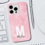 Funda Para iPhone 15 Pro Max Moda Monograma de color de mármol rosa moderno<br><div class="desc">Moda Moderno color de mármol rosado Monograma iPhone 15 Pro Max Funda. Un divertido y sencillo funda inicial y de nombre en monograma. En este momento es de color rosa, negro y blanco, pero puedes cambiar cualquiera de los colores a lo que quieras. El color de las acuarelas blancas se...</div>