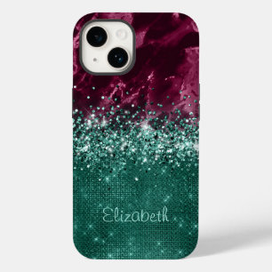 Funda Para iPhone 14 De Case-Mate Moda Monograma de mármol de Purpurina de menta Ver